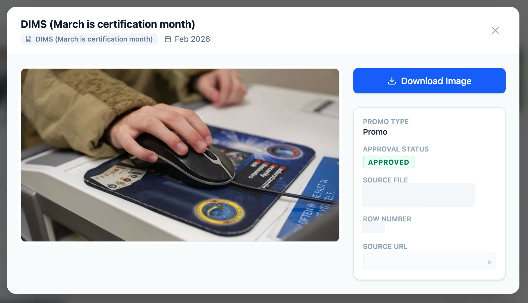 MLL Dashboard Asset Preview Modal.